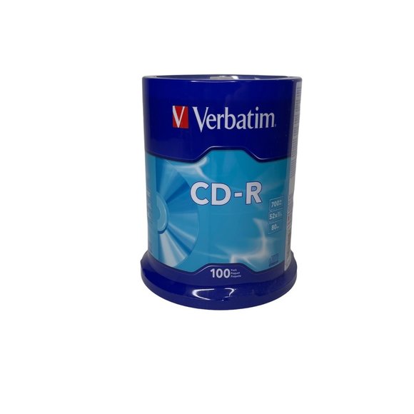 Verbatim CD-R 100 spindle pack NEW Sealed blank 80 minute 700 MB Mo 52X CDs - Picture 1 of 7
